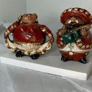 VTG Mexican Folk Art mariachi Band figurines chalkware paint chipped